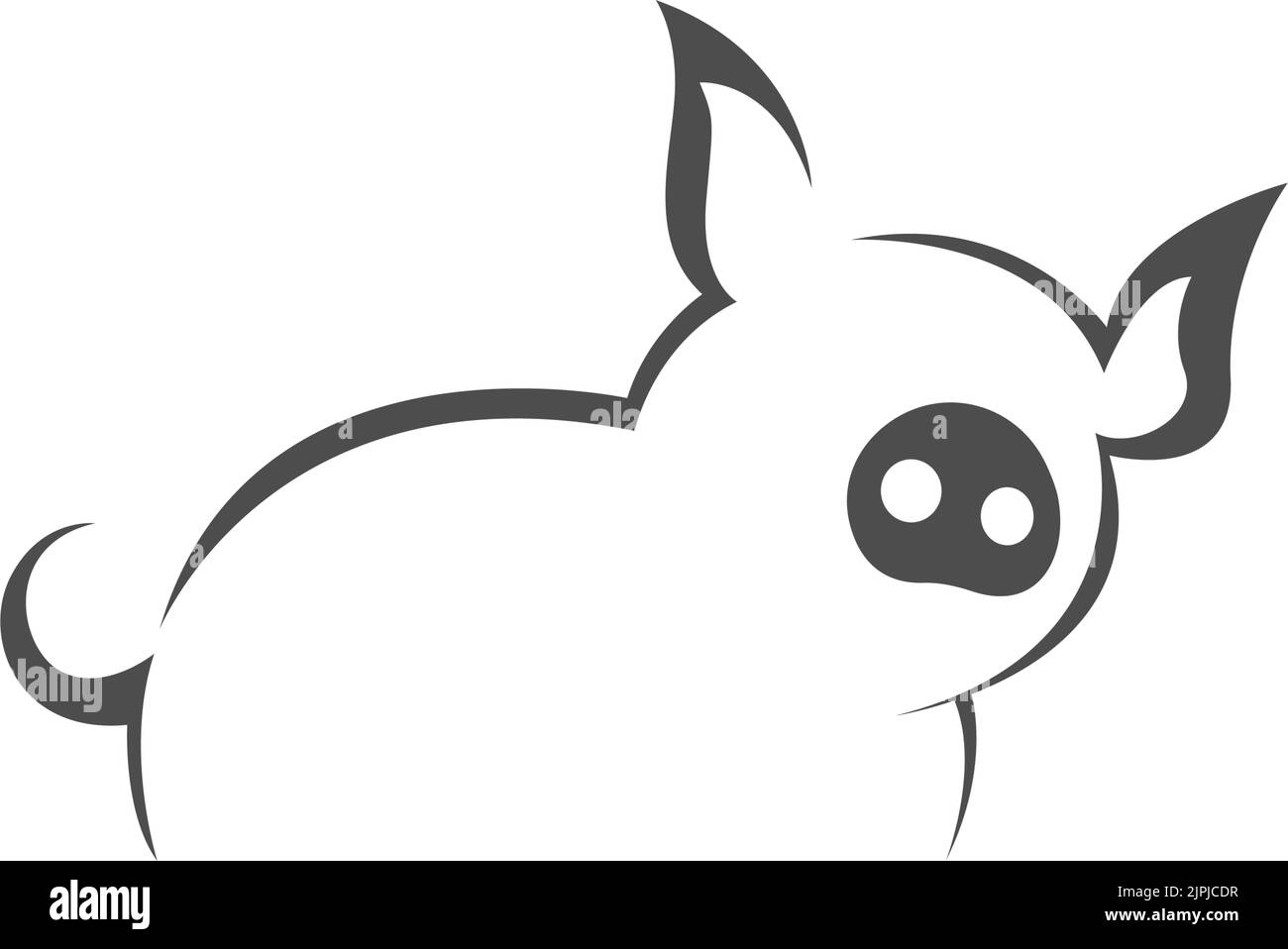 Un'icona di maiale grigio isolata su uno sfondo bianco Illustrazione Vettoriale