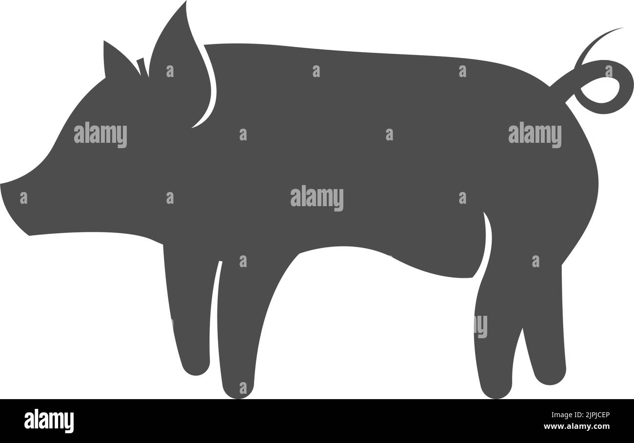 Un'icona di maiale grigio isolata su uno sfondo bianco Illustrazione Vettoriale