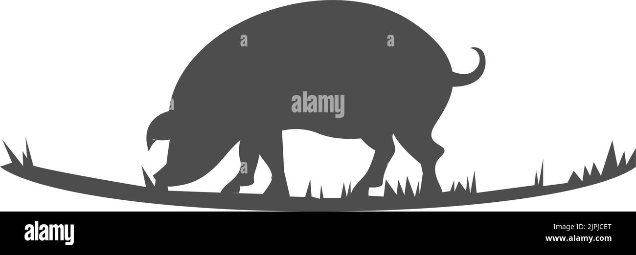 Un'icona di maiale grigio isolata su uno sfondo bianco Illustrazione Vettoriale