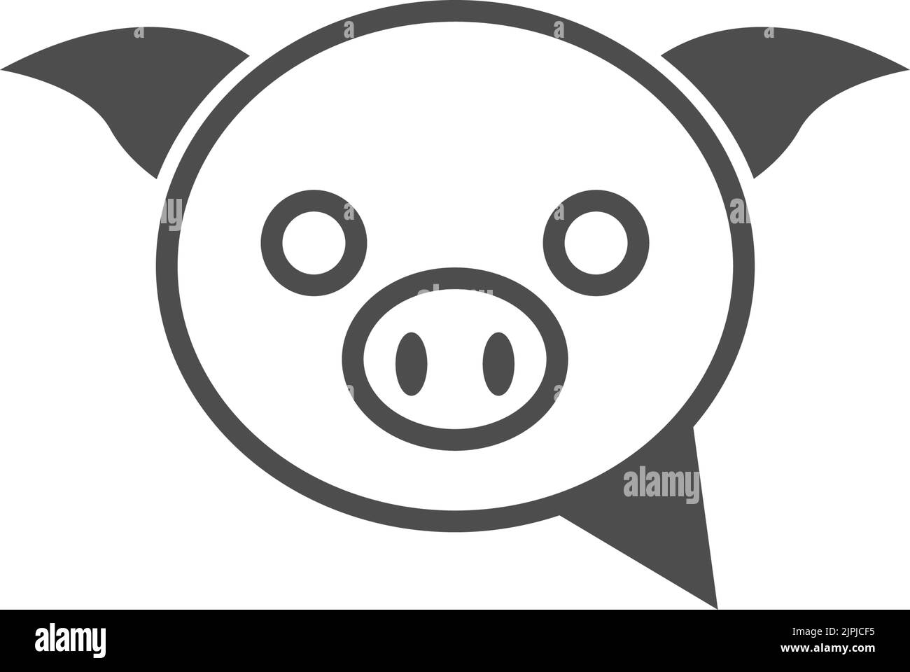 Un'icona di maiale grigio isolata su uno sfondo bianco Illustrazione Vettoriale