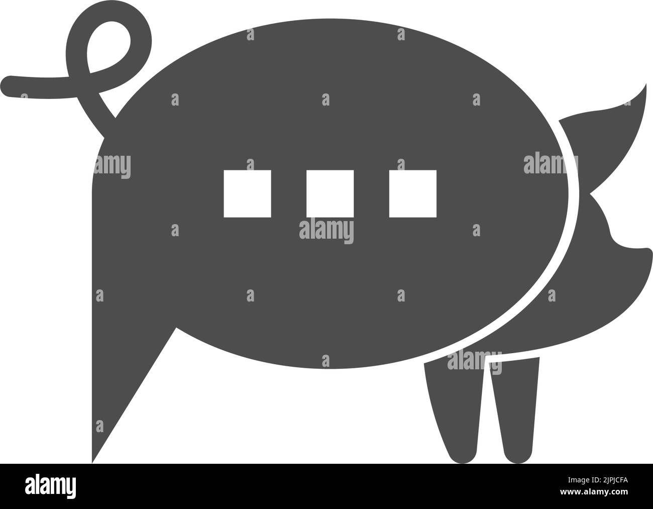 Un'icona di maiale grigio isolata su uno sfondo bianco Illustrazione Vettoriale