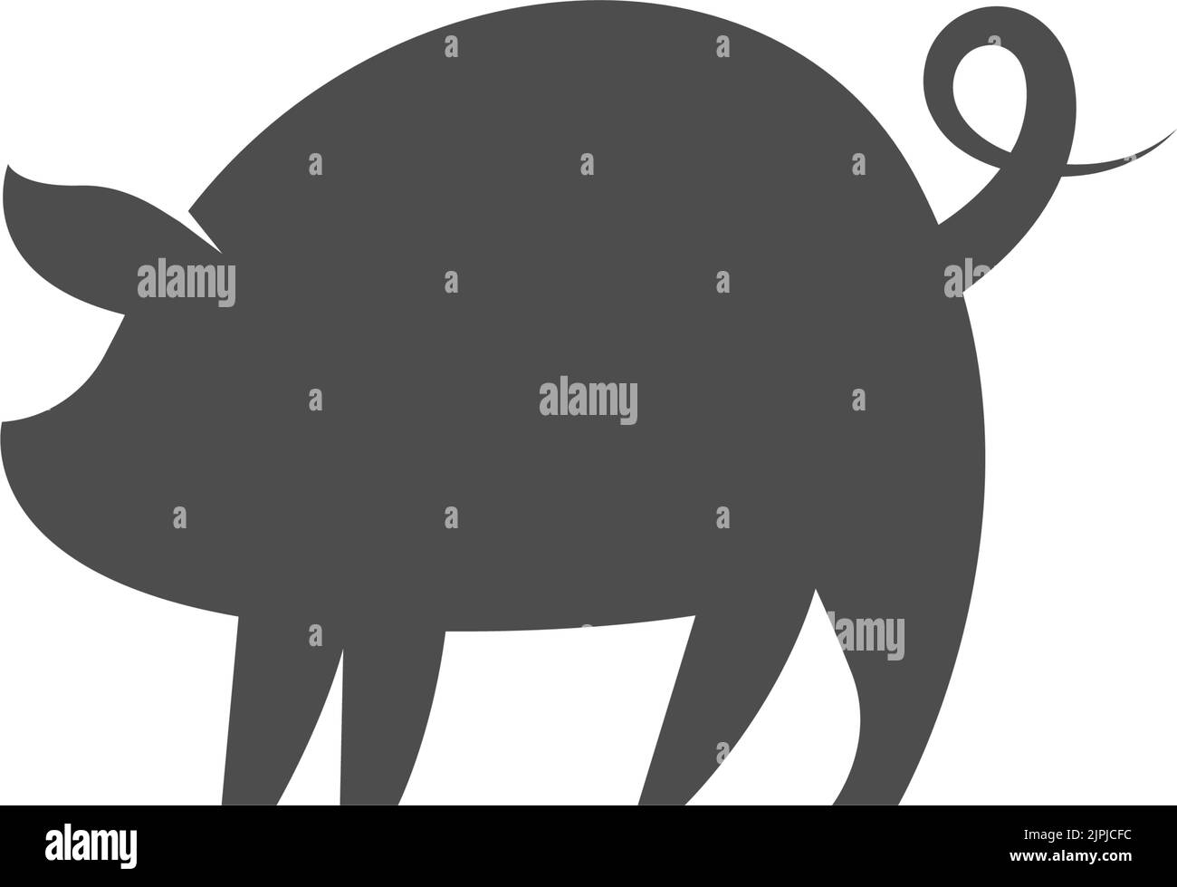 Un'icona di maiale grigio isolata su uno sfondo bianco Illustrazione Vettoriale