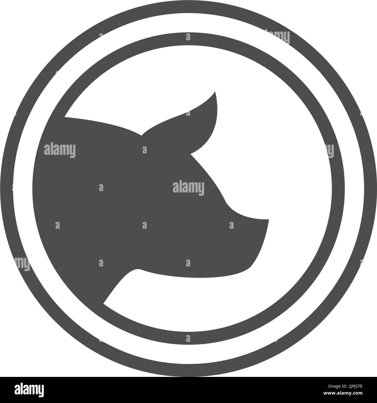 Un'icona di maiale grigio isolata su uno sfondo bianco Illustrazione Vettoriale