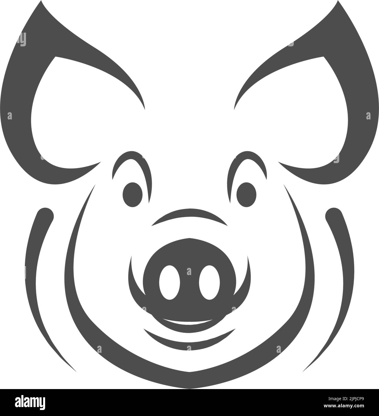 Un'icona di maiale grigio isolata su uno sfondo bianco Illustrazione Vettoriale