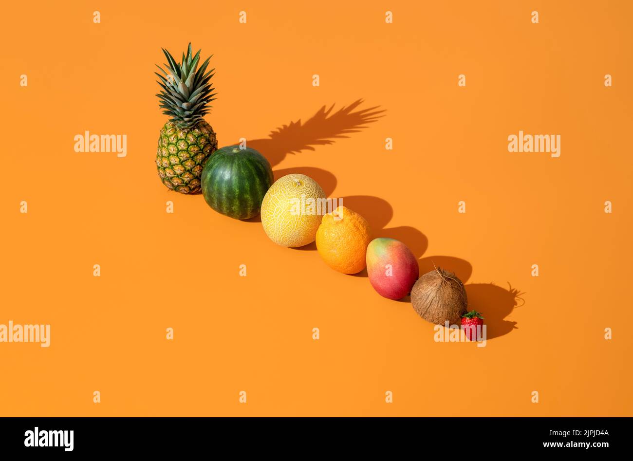 frutta, in una fila, frutta, in una linea, in una fila Foto Stock