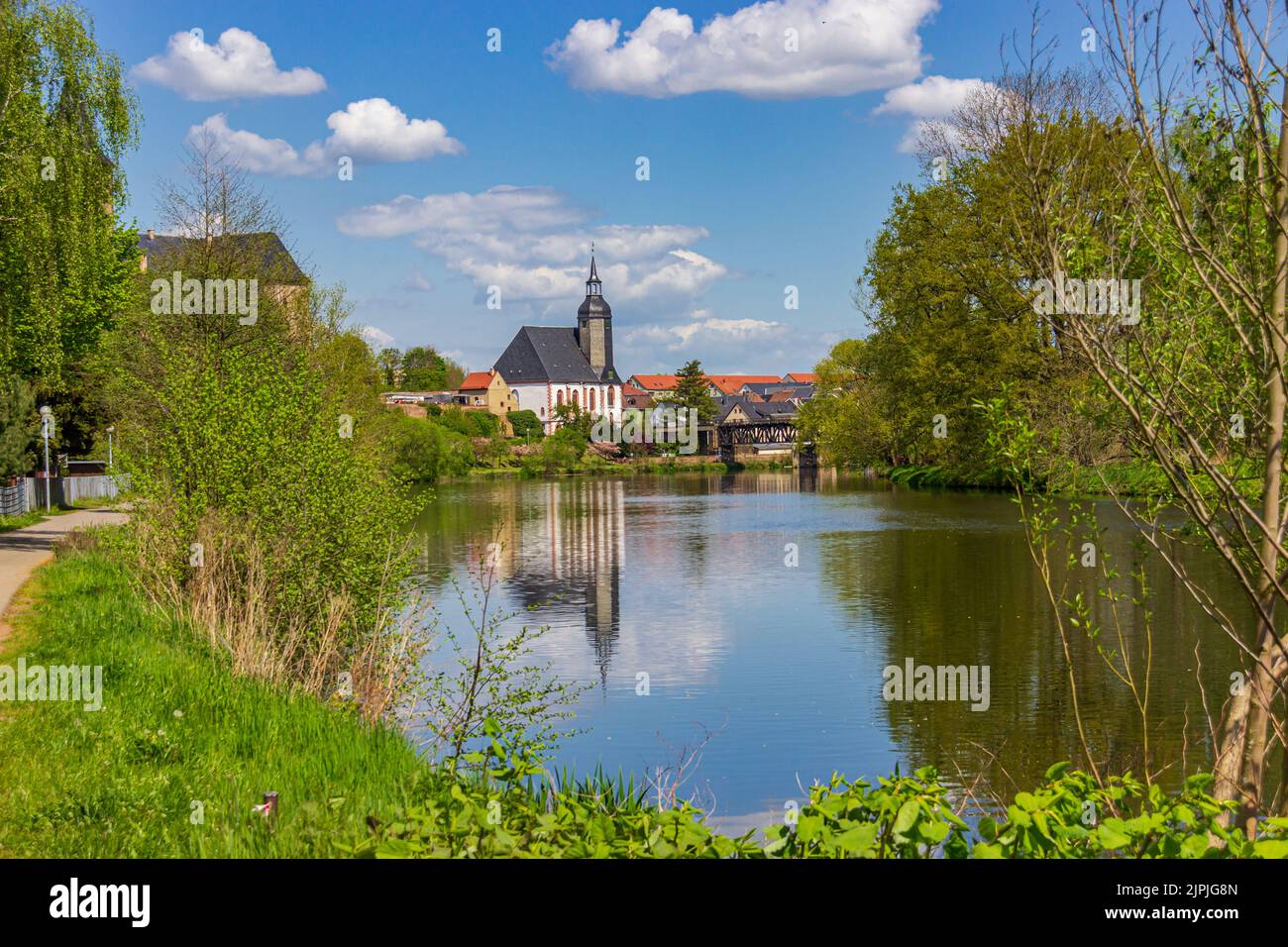 rochlitz, zwickauer mulde, rochlitzs, zwickauer muldes Foto Stock