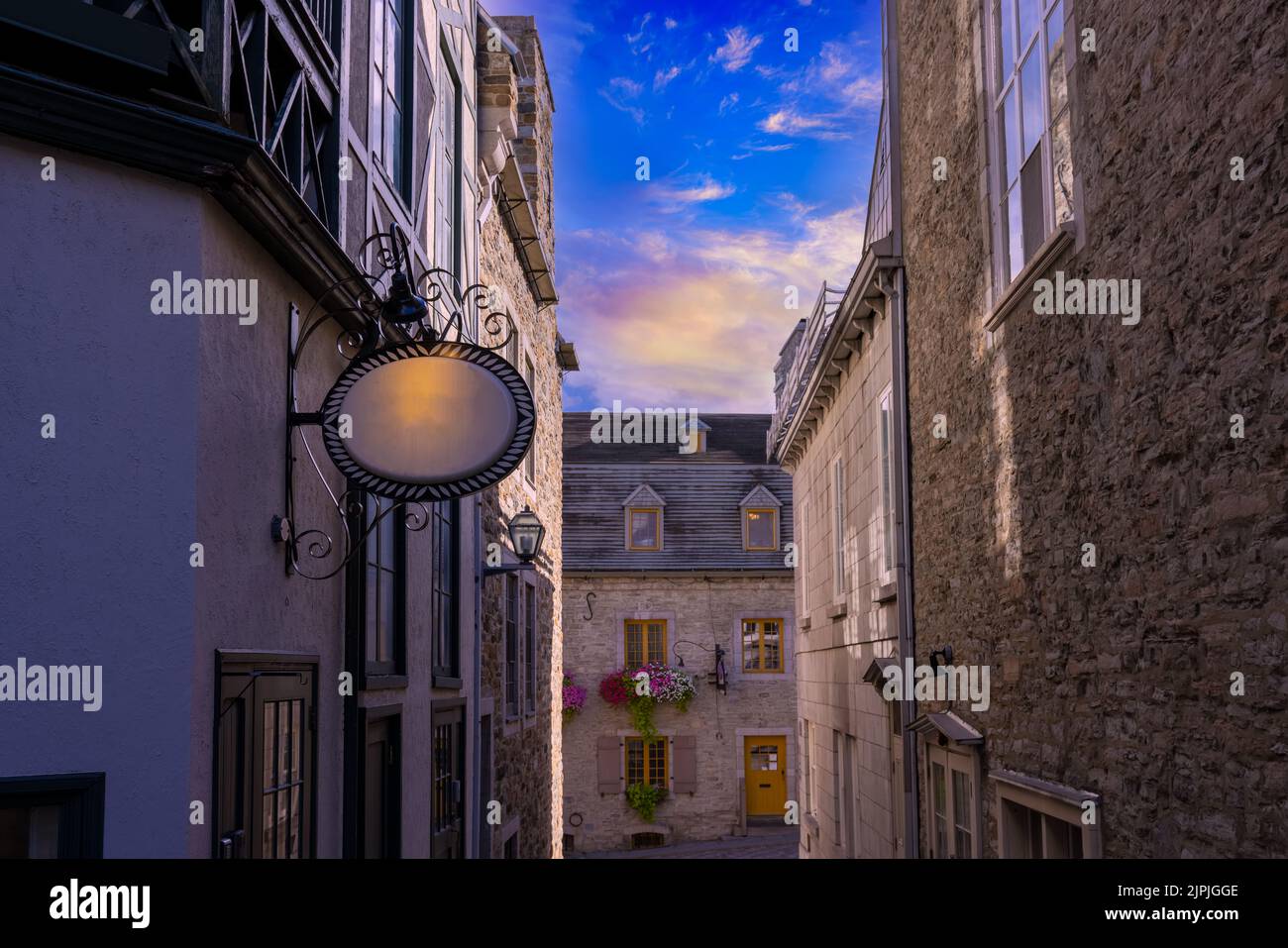 Canada, le attrazioni turistiche di Old Quebec City, la città bassa di Petit Champlain e il quartiere dello shopping. Foto Stock