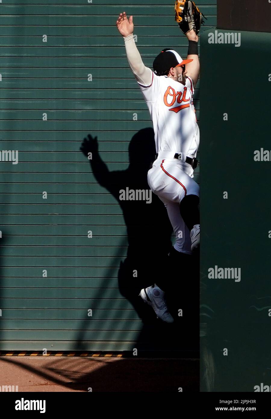 Baltimora, Stati Uniti. 18th ago, 2022. BALTIMORA, MD - 18 AGOSTO: Baltimore Orioles Left Fielder Ryan McKenna (26) fa un gioco prima di sciacchiarsi intorno al muro nel campo destro durante una partita di MLB tra i Baltimore Orioles e i Chicago Cubs, il 18 agosto 2022, presso Orioles Park a Camden Yards, a Baltimora, Maryland. (Foto di Tony Quinn/SipaUSA) Credit: Sipa USA/Alamy Live News Foto Stock