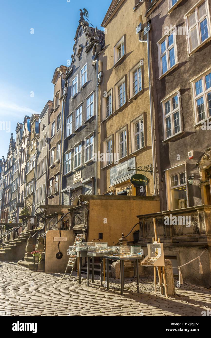 Una bella vista dell'architettura di Via Mariacka a Danzica, Polonia Foto Stock