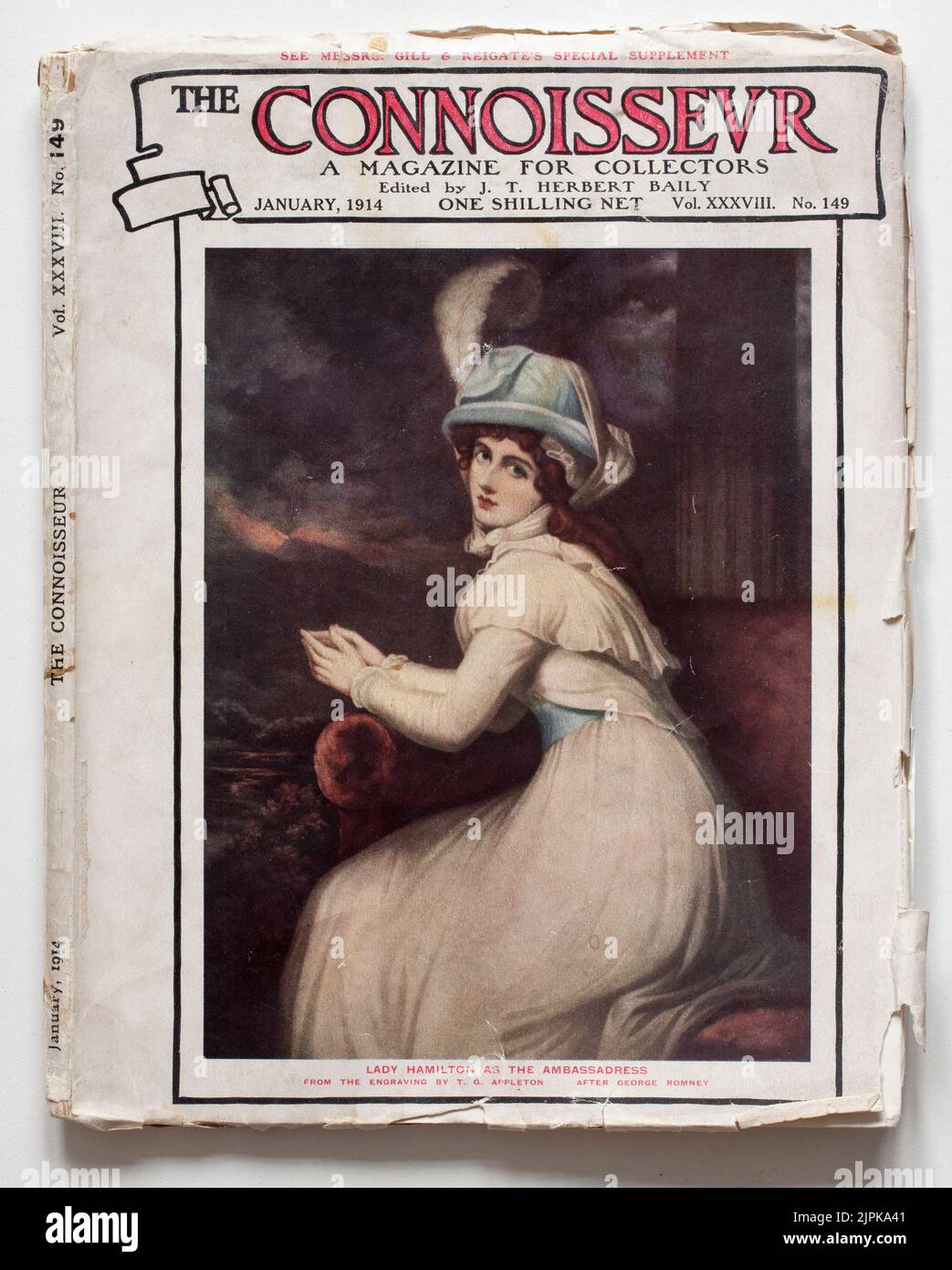 The Connoisseur Antiques Magazine gennaio 1914 con il dipinto "Lady Hamilton as the Ambassadress" in onore di George Romney sulla copertina anteriore Foto Stock