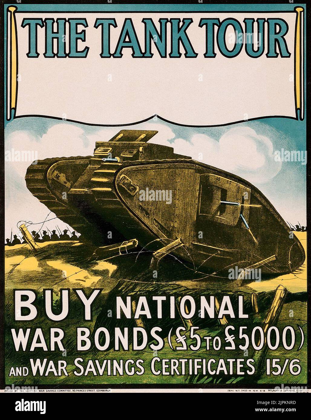 The Tank Tour - Buy National War Bonds - World War i Propaganda (Scottish War Savings Committee, c. 1917) Foto Stock