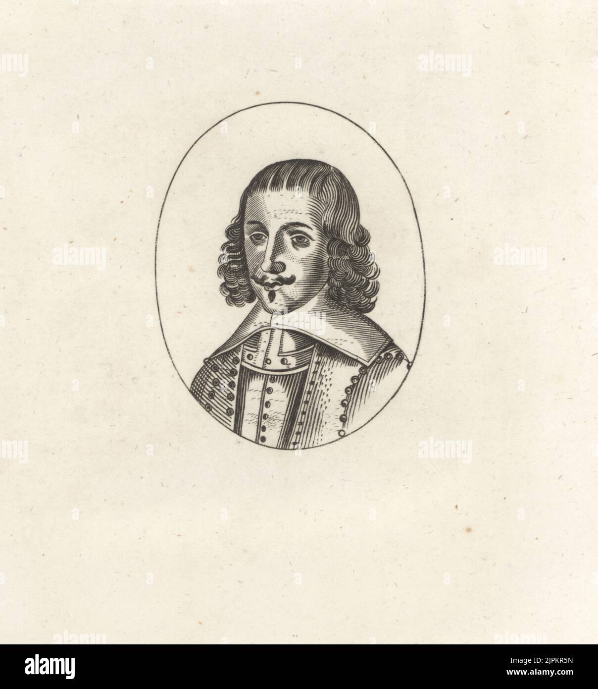 Ritratto ovale di Thomas Mytton, c.1597–1656, generale dell'esercito parlamentare durante la guerra civile inglese. Generale Mitton. Da una stampa rara. Incisione di copperplate dalla Galleria di Rare ritratti di Samuel Woodburn composta da lastre originali, George Jones, 102 St Martin’s Lane, Londra, 1816. Foto Stock