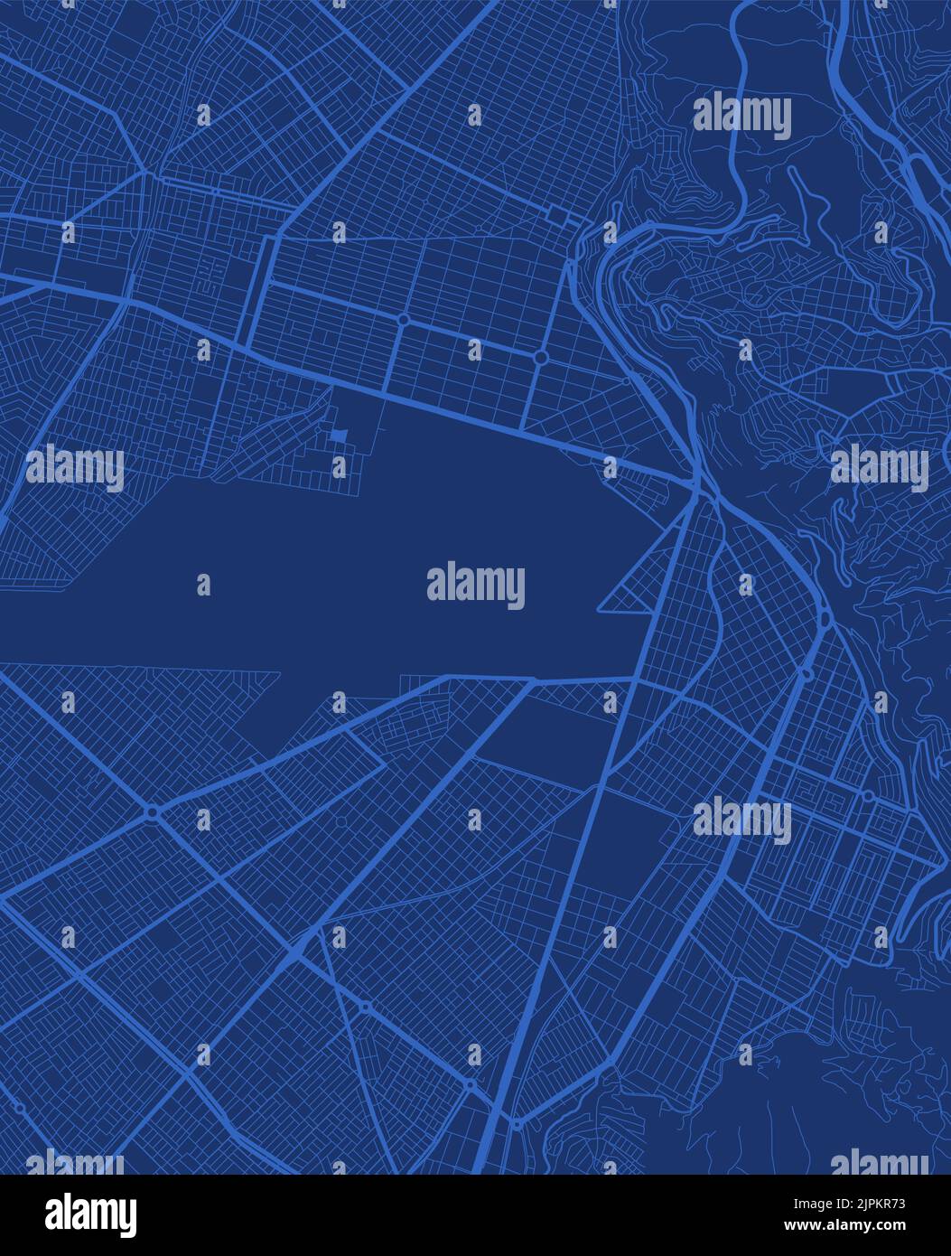 Cartellone vettoriale dettagliato dell'area amministrativa della città di El Alto. Panorama blu dello skyline. Mappa turistica grafica decorativa del territorio di El Alto. Royalty fr Illustrazione Vettoriale