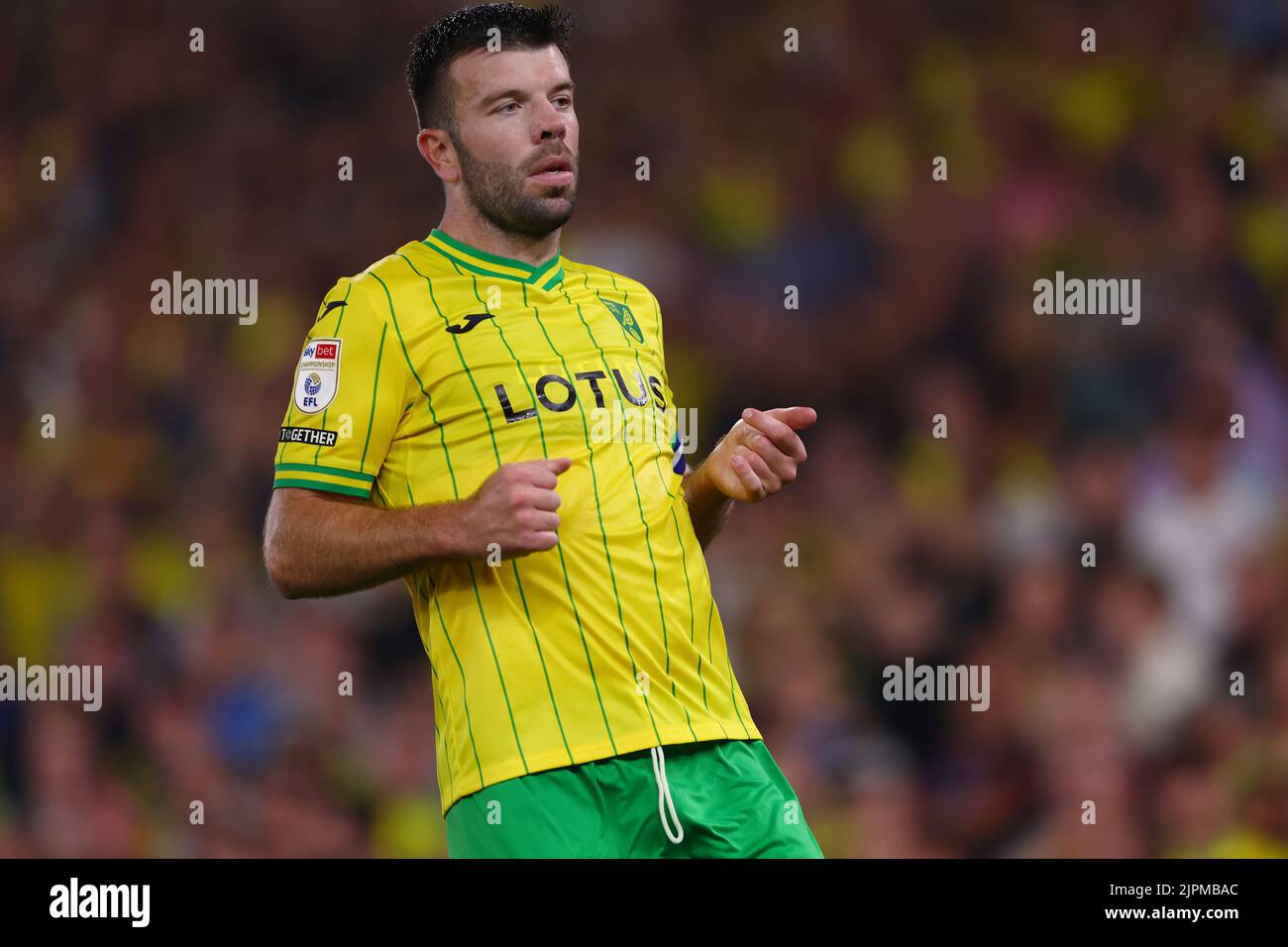 Grant Hanley of Norwich City - Norwich City / Huddersfield Town, Sky Bet Championship, Carrow Road, Norwich, Regno Unito - 16th agosto 2022 solo per uso editoriale - si applicano le restrizioni DataCo Foto Stock