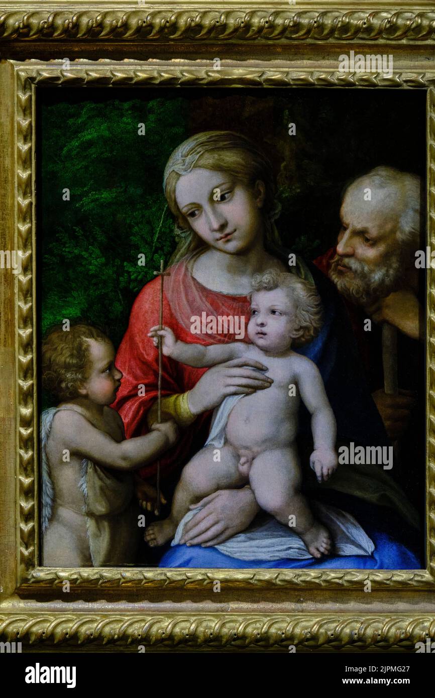 Francia, Loiret, Orleans, museo d'arte Beaux, la Vergine col Bambino con San Giovanni Battista e Giuseppe, le Correge, 1519 Foto Stock