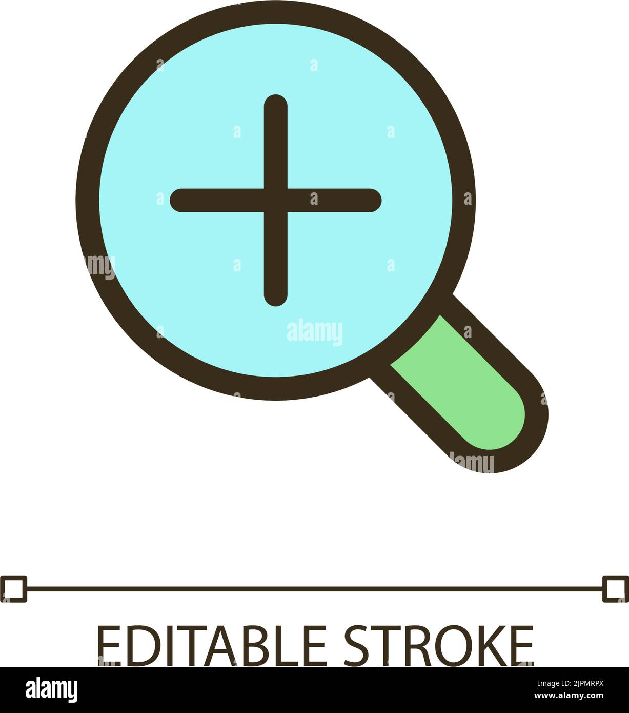 Lente di ingrandimento e icona dell'interfaccia utente a colori RGB Plus pixel Perfect Illustrazione Vettoriale