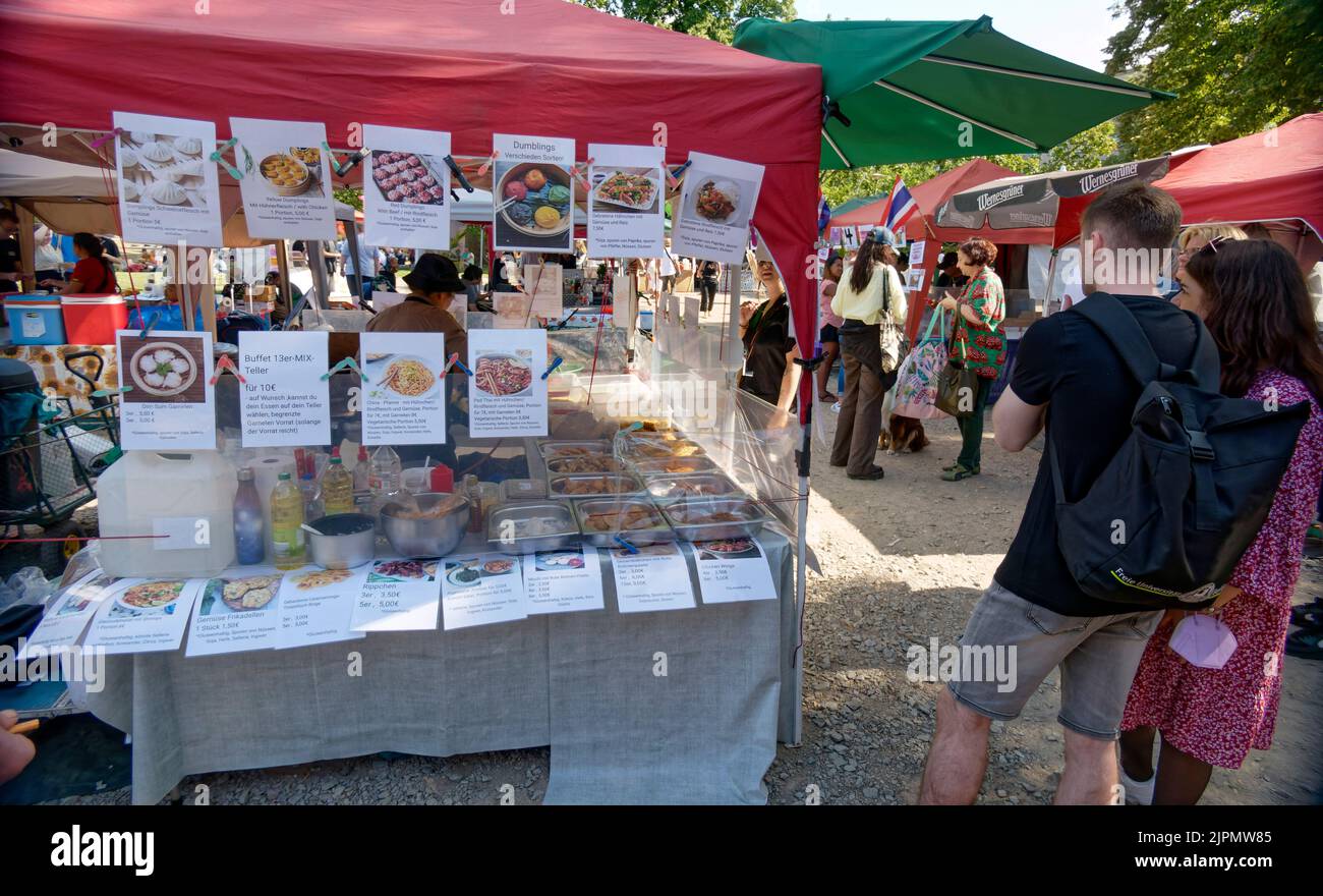 Thai Food Markt, Thaippark, Streetfood, Verkaufsstände, Preussenpark, Charlottenburg-Wilmersdorf Foto Stock