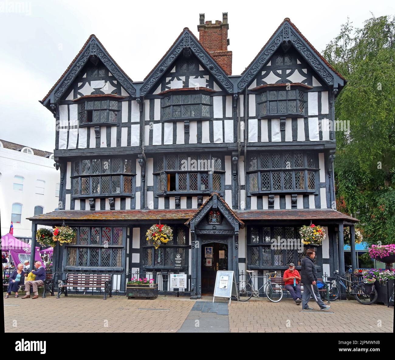 Hereford Black and White House Museum, High Town, Hereford, Herefordshire, Inghilterra, REGNO UNITO, HR1 2AA Foto Stock