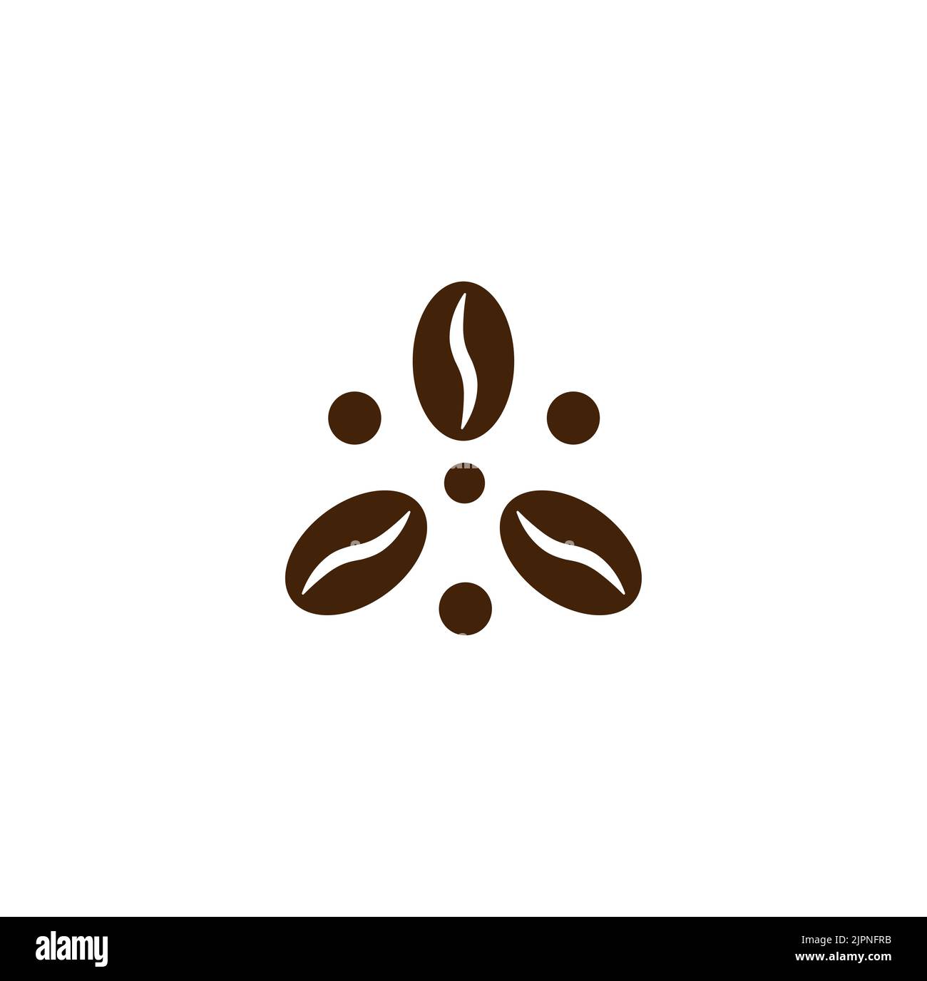 Chicchi di caffè, concetto astratto di logo vettoriale. Fave di cacao marrone, emblema circolare, icona isolata. Modello logo caffè per macchina da caffè, coffee shop e. Illustrazione Vettoriale