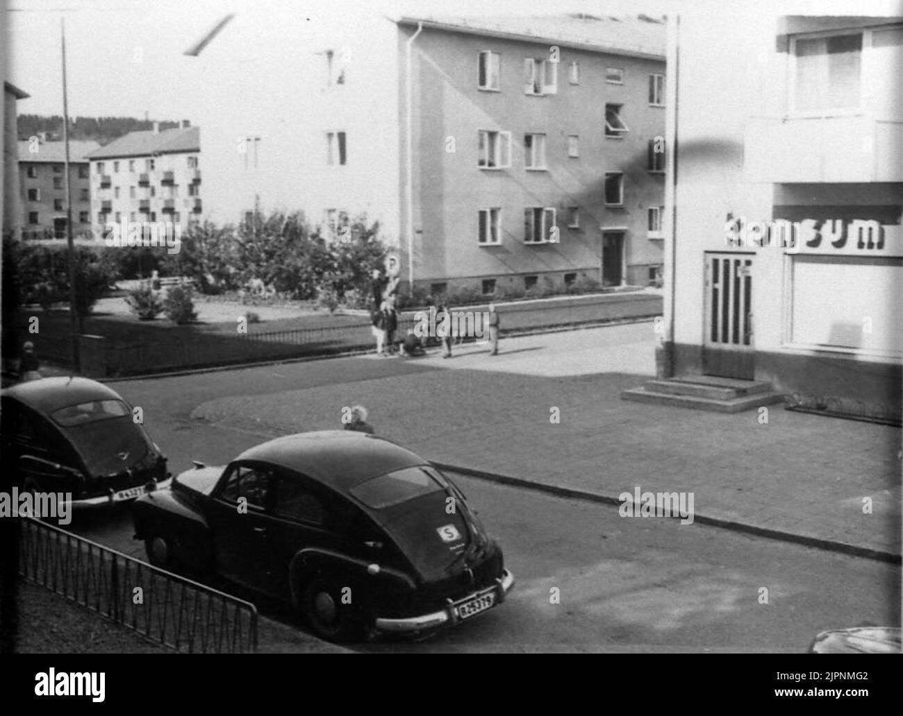 Nell'angolo negozio Consumer a Borrgatan. I hörnan Konsumbutiken vid Borrgatan. Foto Stock