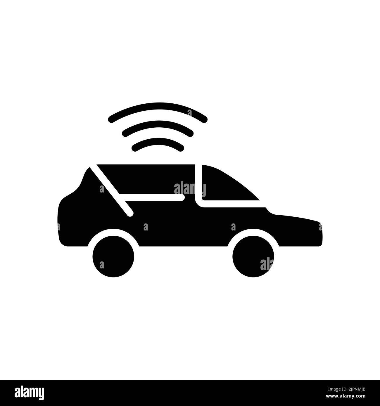 Icona auto con segnale. Icona relativa alla tecnologia. Dispositivo intelligente. Dispositivo di trasporto. Stile icona glifo, solido. Design semplice modificabile Illustrazione Vettoriale