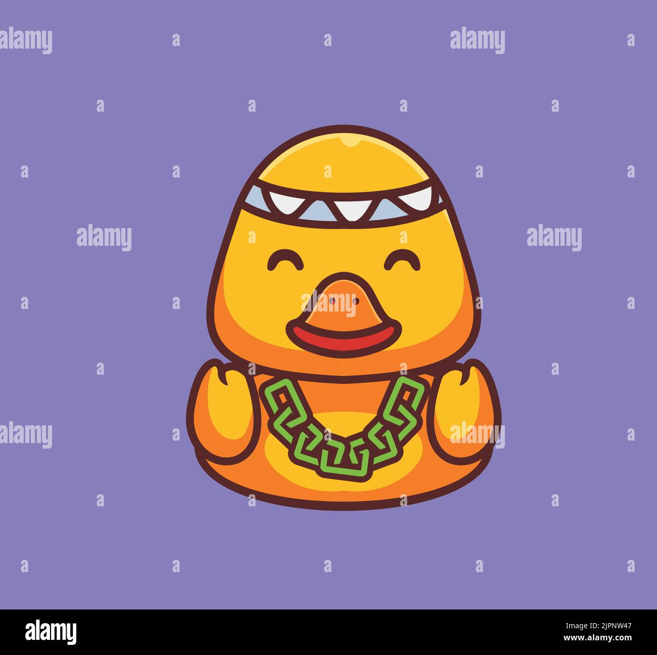 carino anatra che indossa una catena del collo. isolato cartone animato animale natura illustrazione. Adesivo piatto icona Design Premium Logo Vector. Personaggio mascotte Illustrazione Vettoriale
