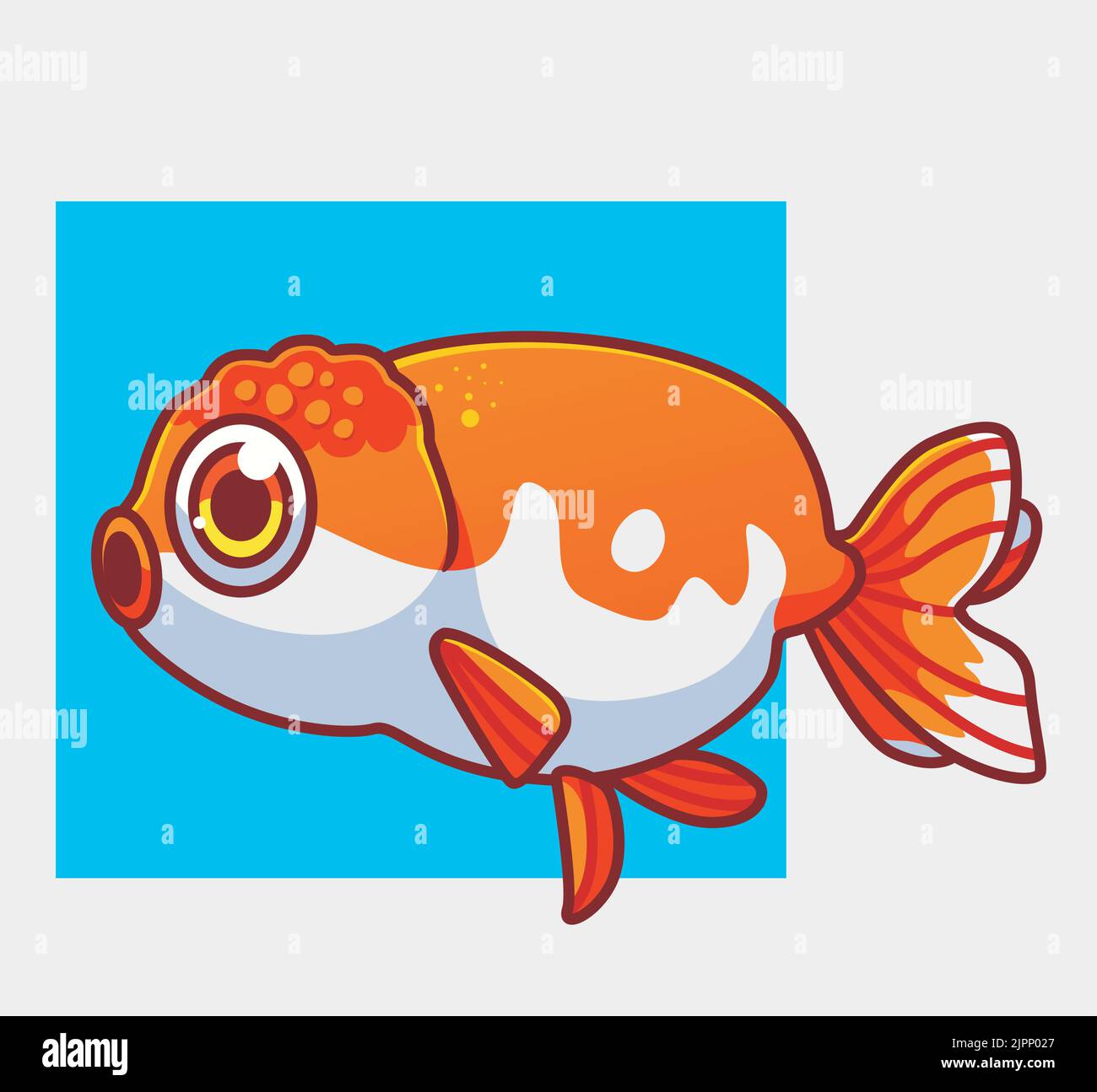 carino pesce oro. isolato cartone animato illustrazione animale. Adesivo piatto icona Design Premium Logo Vector. Personaggio mascotte Illustrazione Vettoriale