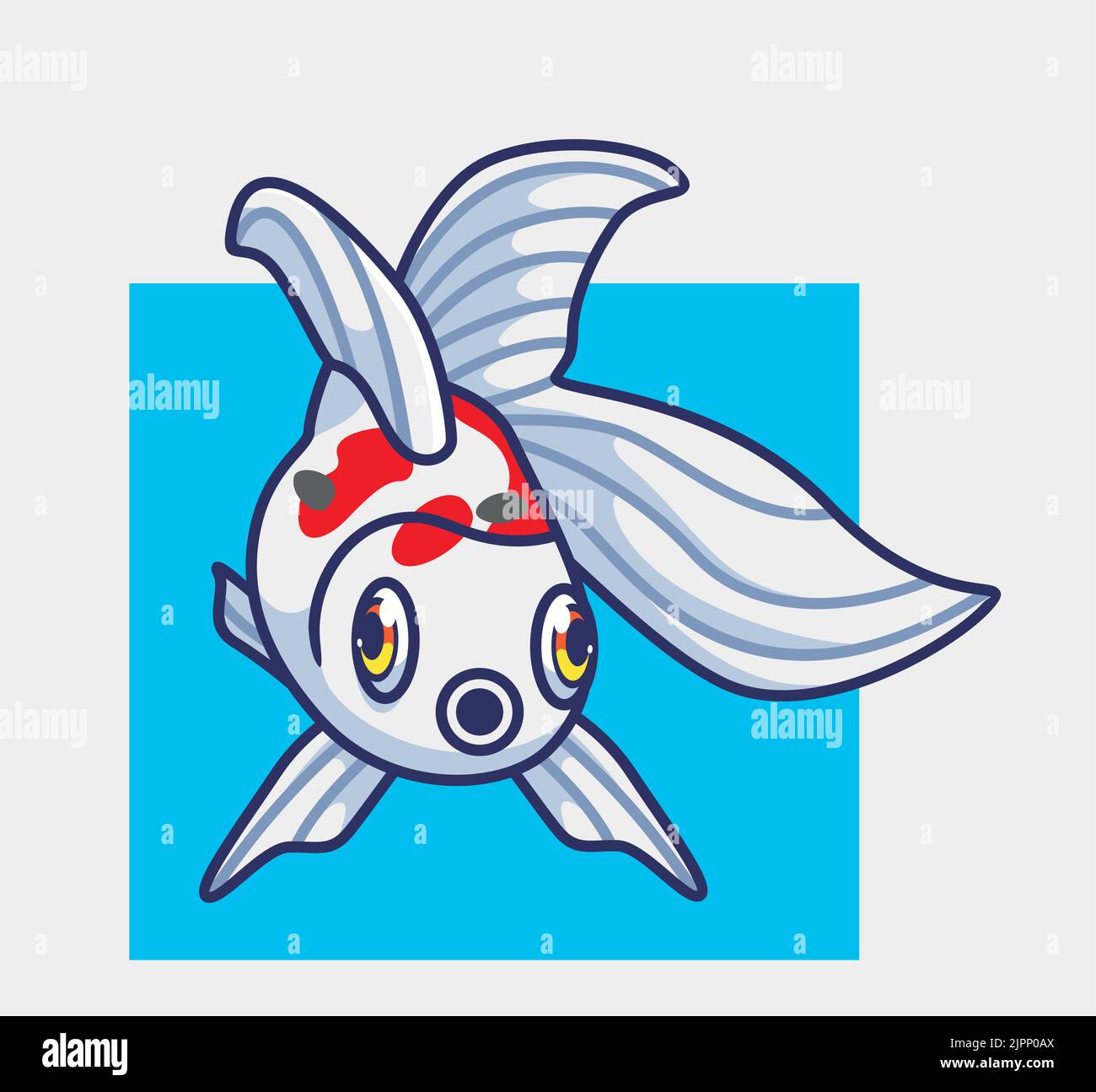 carino oro pesce bianco. isolato cartone animato animale illustrazione. Adesivo piatto icona Design Premium Logo Vector. Personaggio mascotte Illustrazione Vettoriale