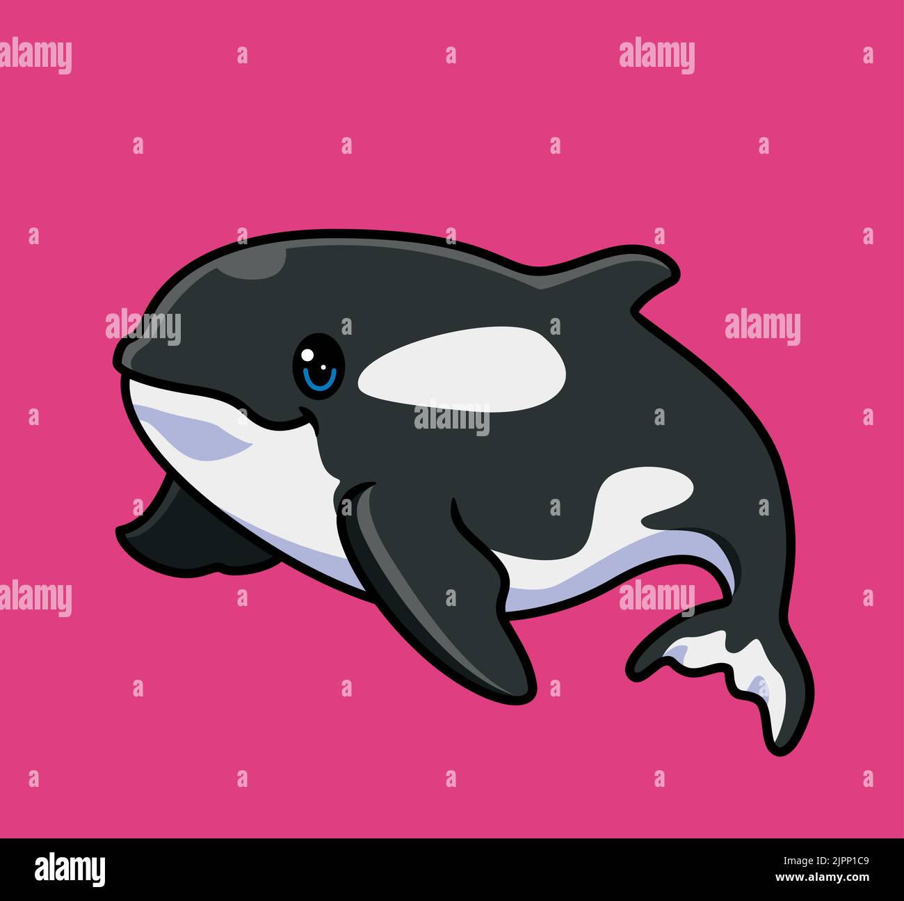 orca carina balena. isolato cartone animato illustrazione animale. Adesivo piatto icona Design Premium Logo Vector. Personaggio mascotte Illustrazione Vettoriale
