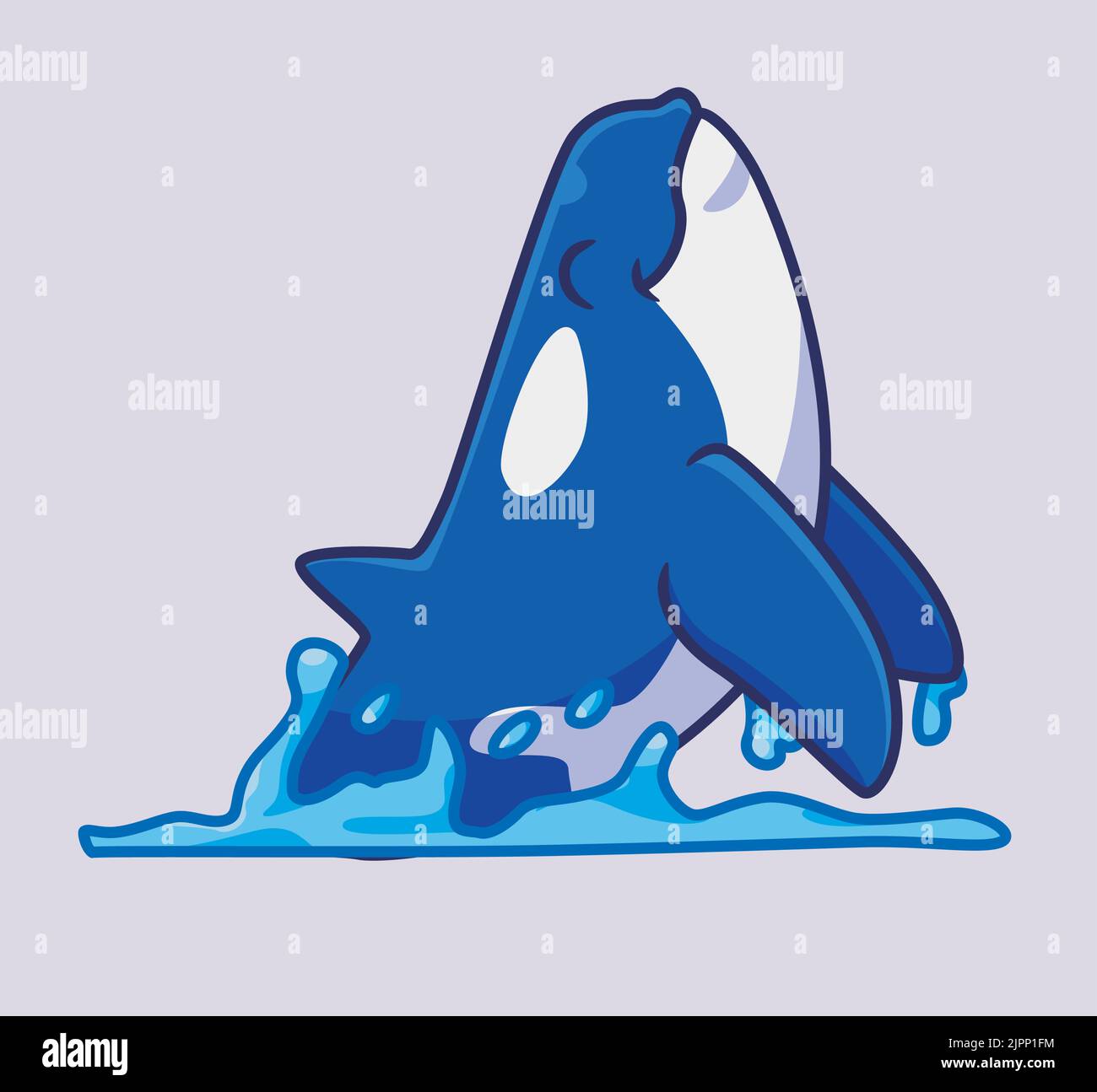 carino balena killer salto in mare. isolato cartone animato illustrazione animale. Adesivo piatto icona Design Premium Logo Vector. Personaggio mascotte Illustrazione Vettoriale