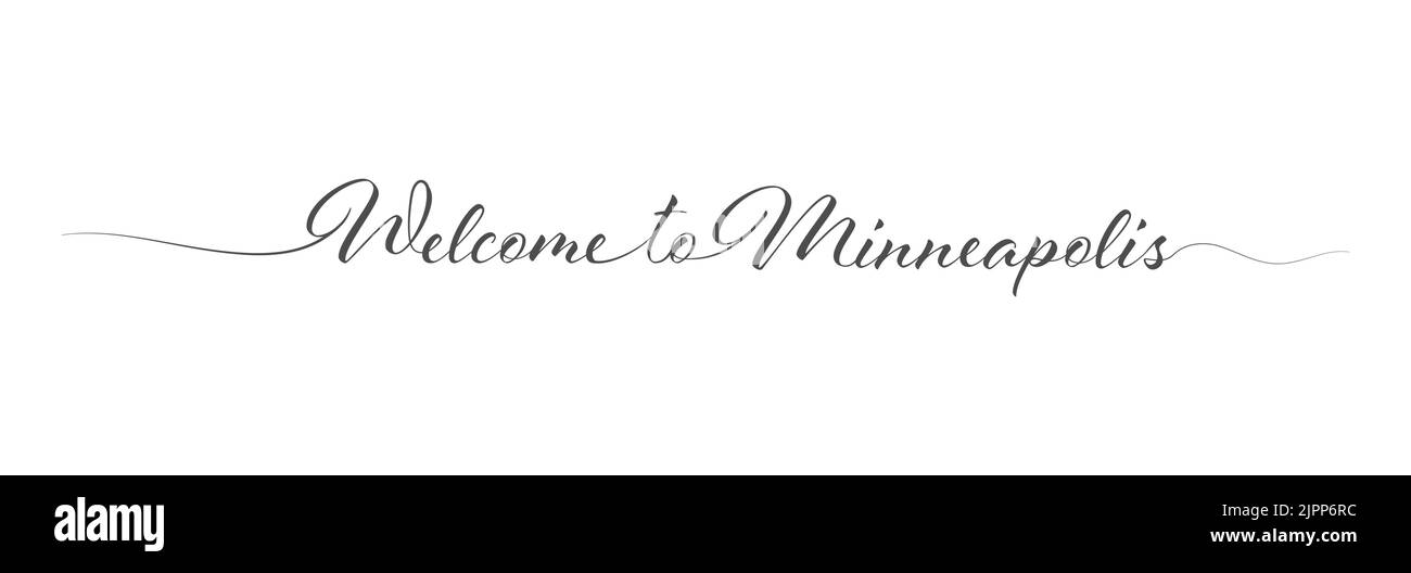 Benvenuti a Minneapolis. Iscrizione stilizzata di un saluto calligrafico in una riga. Stile semplice Illustrazione Vettoriale