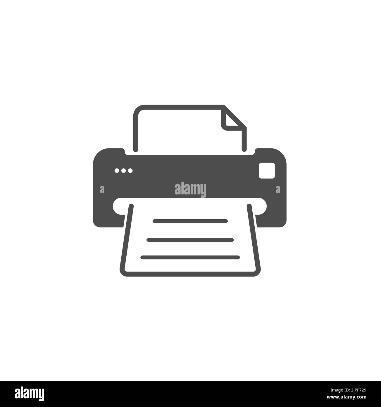 Stampante. Illustrazione del modello per un logo, un adesivo, un marchio o un'etichetta. Icona per siti Web e applicazioni. Stile piatto. Illustrazione Vettoriale