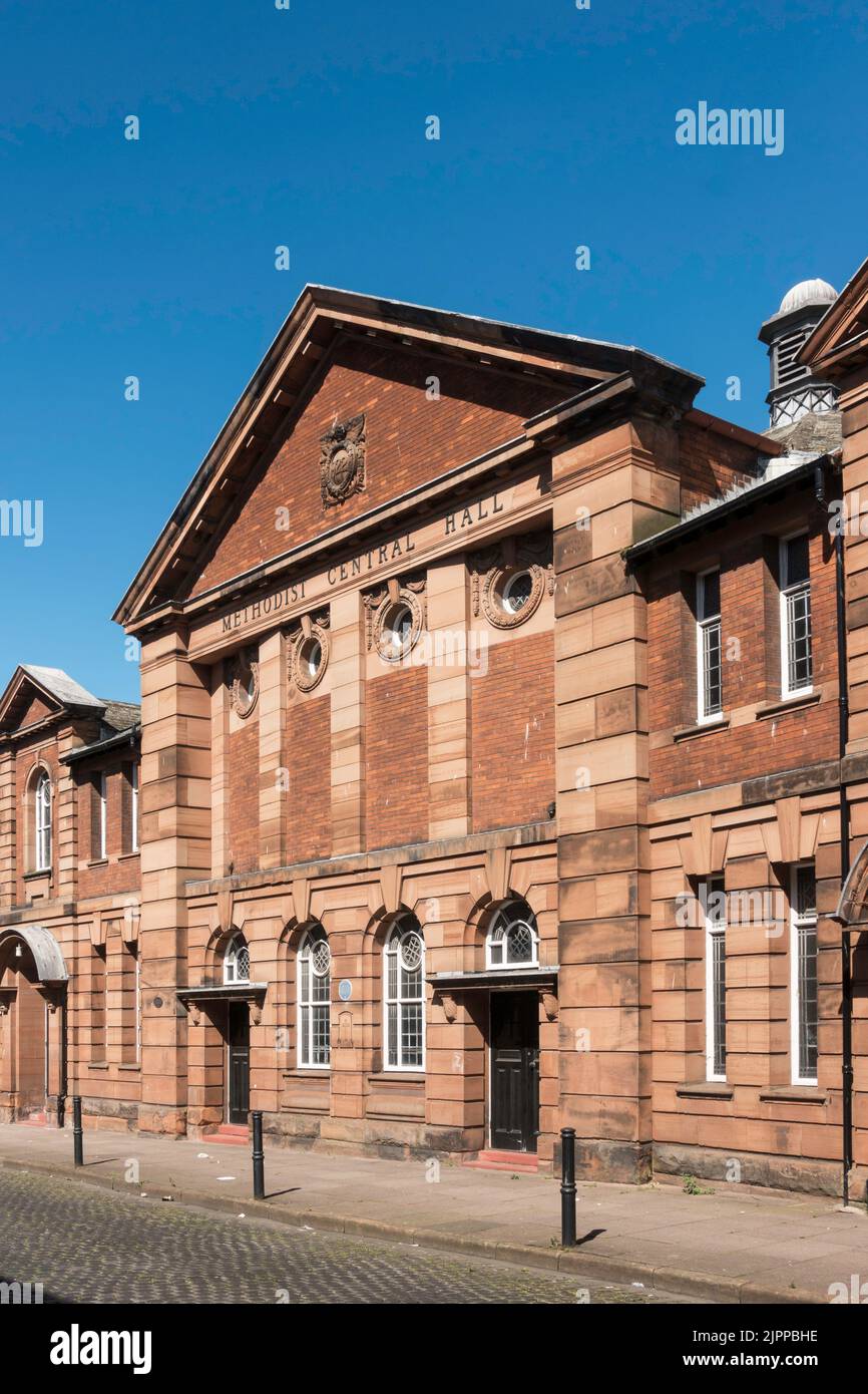 L'elenco di Carlisle Methodist Central Hall, o Fisher Street Chapel, a Cumbria, Inghilterra, Regno Unito Foto Stock