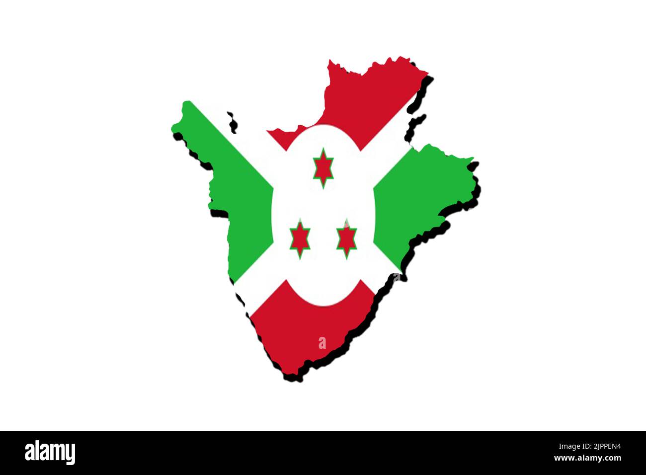 Silhouette della mappa del burundi con la sua bandiera Foto Stock