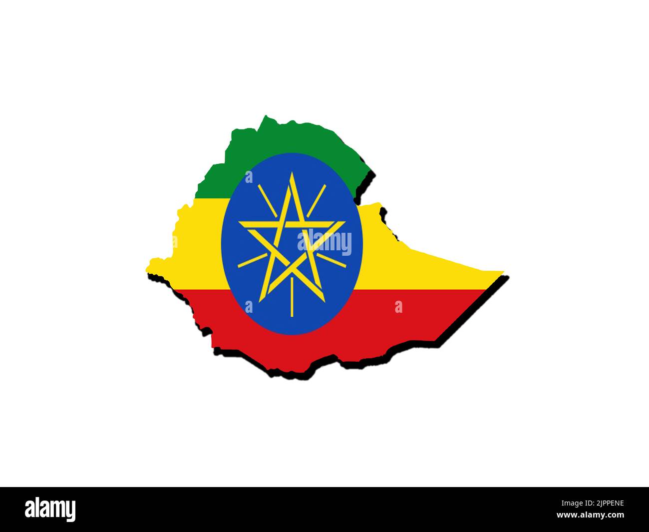 Silhouette della mappa dell'Etiopia con la sua bandiera Foto Stock