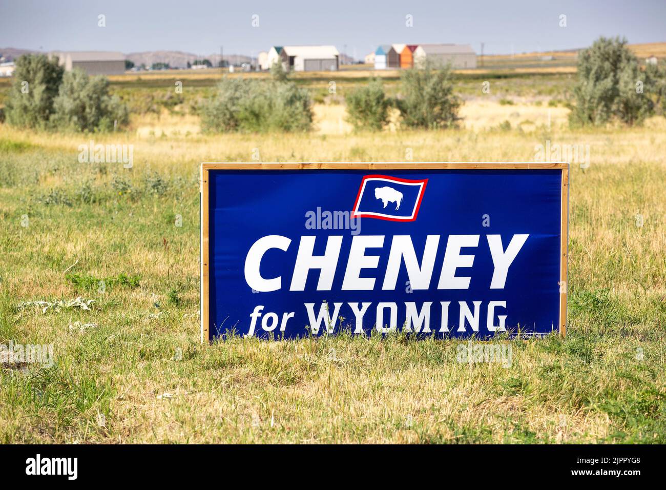 2022 Wyoming firma della campagna congressuale per la rielezione di Liz Cheney alla Camera dei rappresentanti degli Stati Uniti Foto Stock