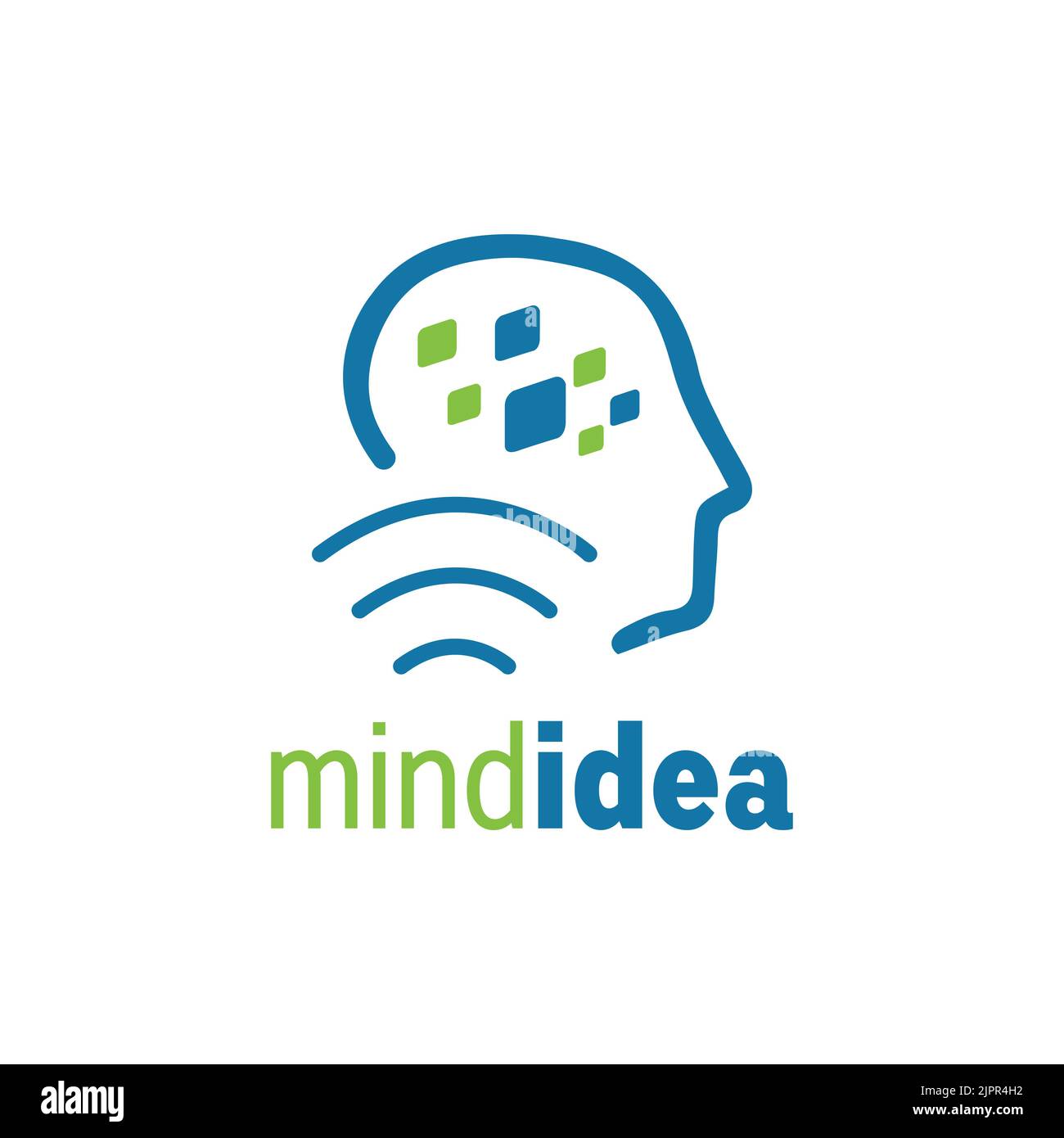 Modello del logo Mind Brain della linea di punti connessi Illustrazione Vettoriale