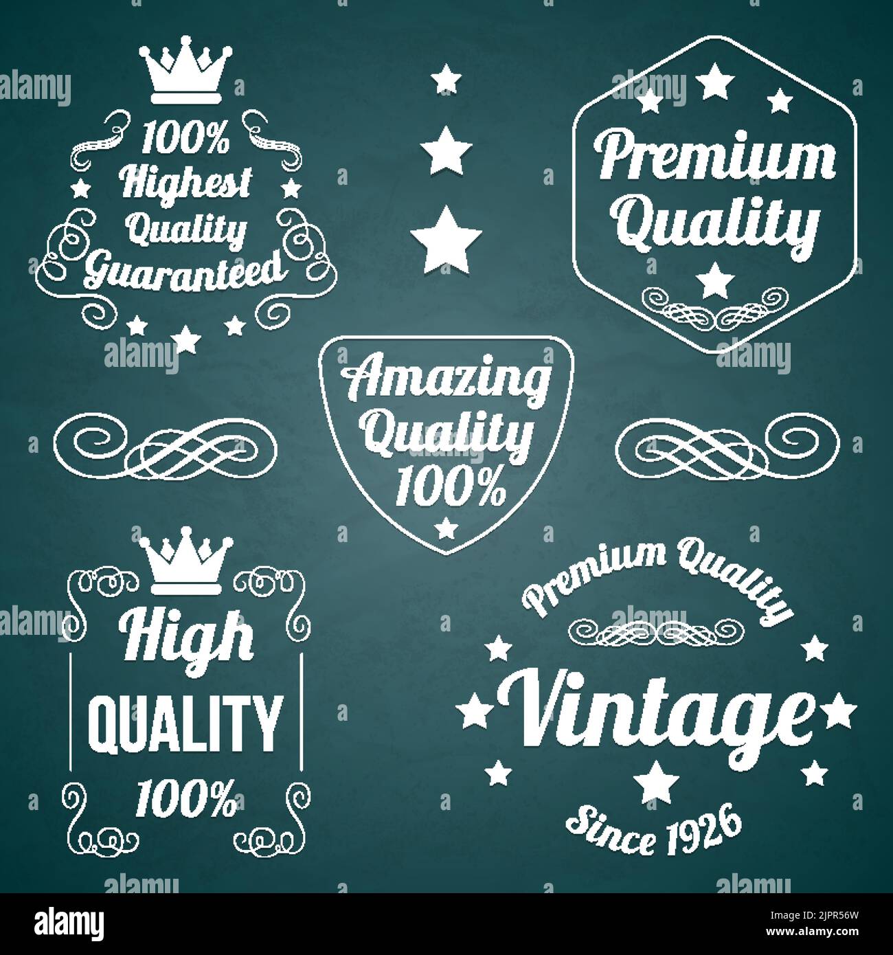 Badge di qualità superiore. Set di etichette eleganti. Elementi di qualità Vector vintage Illustrazione Vettoriale