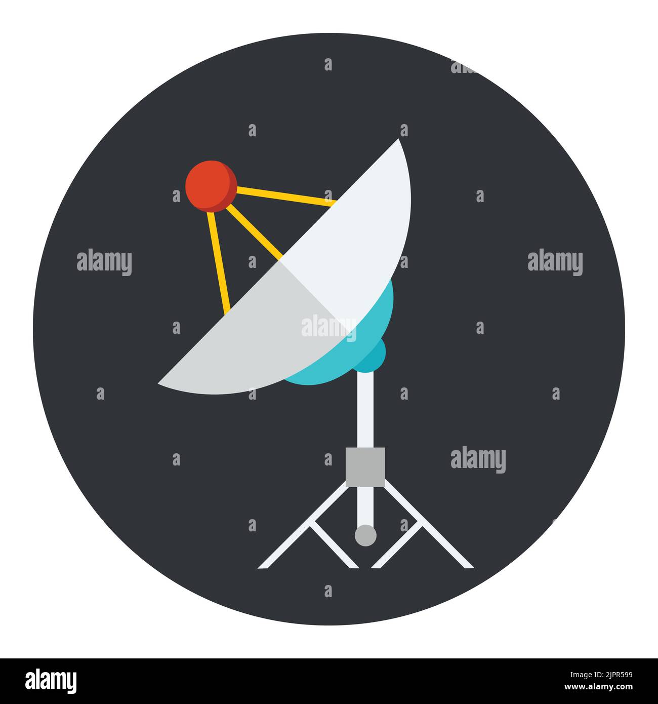 Icona della parabola satellitare. Antenna TV o radio. Icona piatta in cerchio isolata su sfondo bianco. Icona vettore Illustrazione Vettoriale