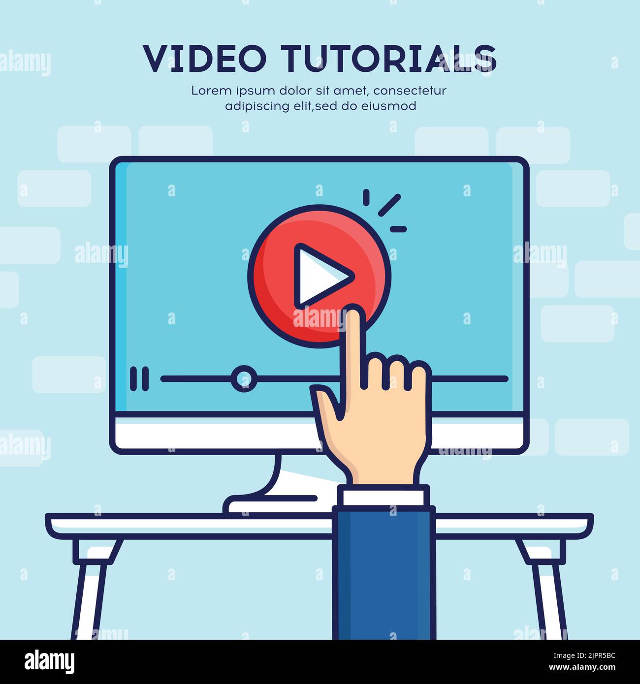Informazioni sull'icona dei tutorial video. Studi e conoscenze di base, formazione a distanza e crescita della conoscenza. Icona della videoconferenza e del webinar Illustrazione Vettoriale