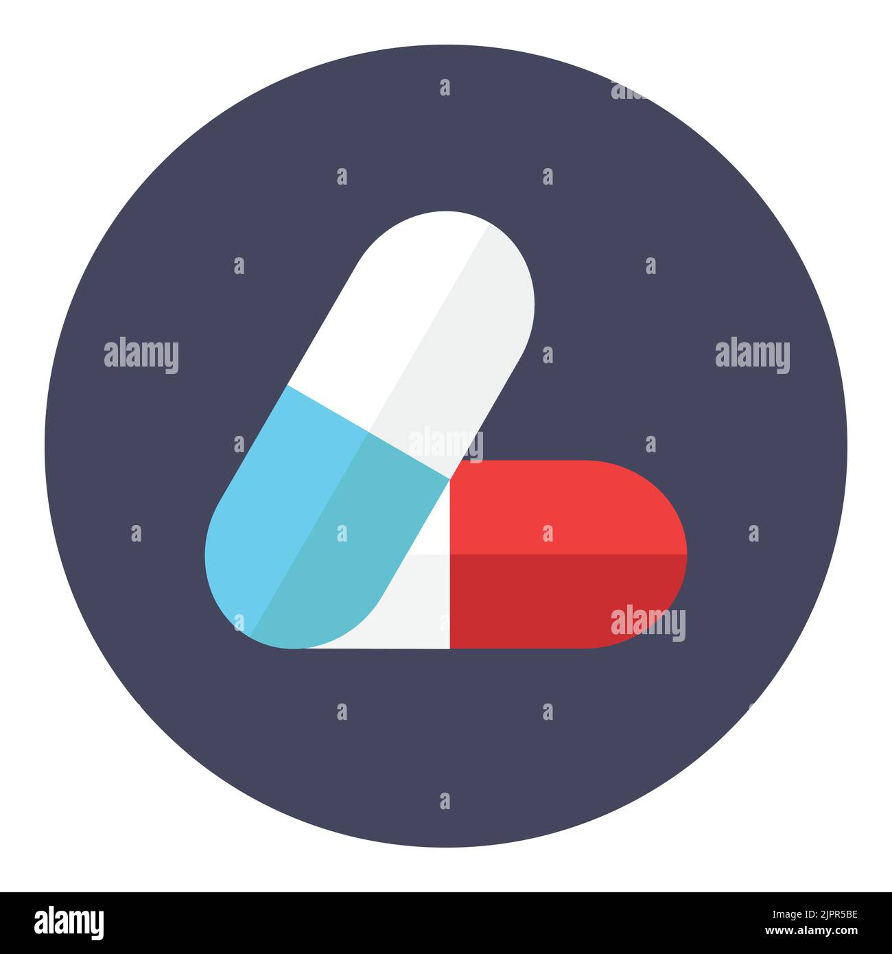Icona capsule pillola. Capsule per pillola medica, vitamine in stile piatto. Concetto del logo del farmaco. Isolato su sfondo bianco. Icona vettore Illustrazione Vettoriale