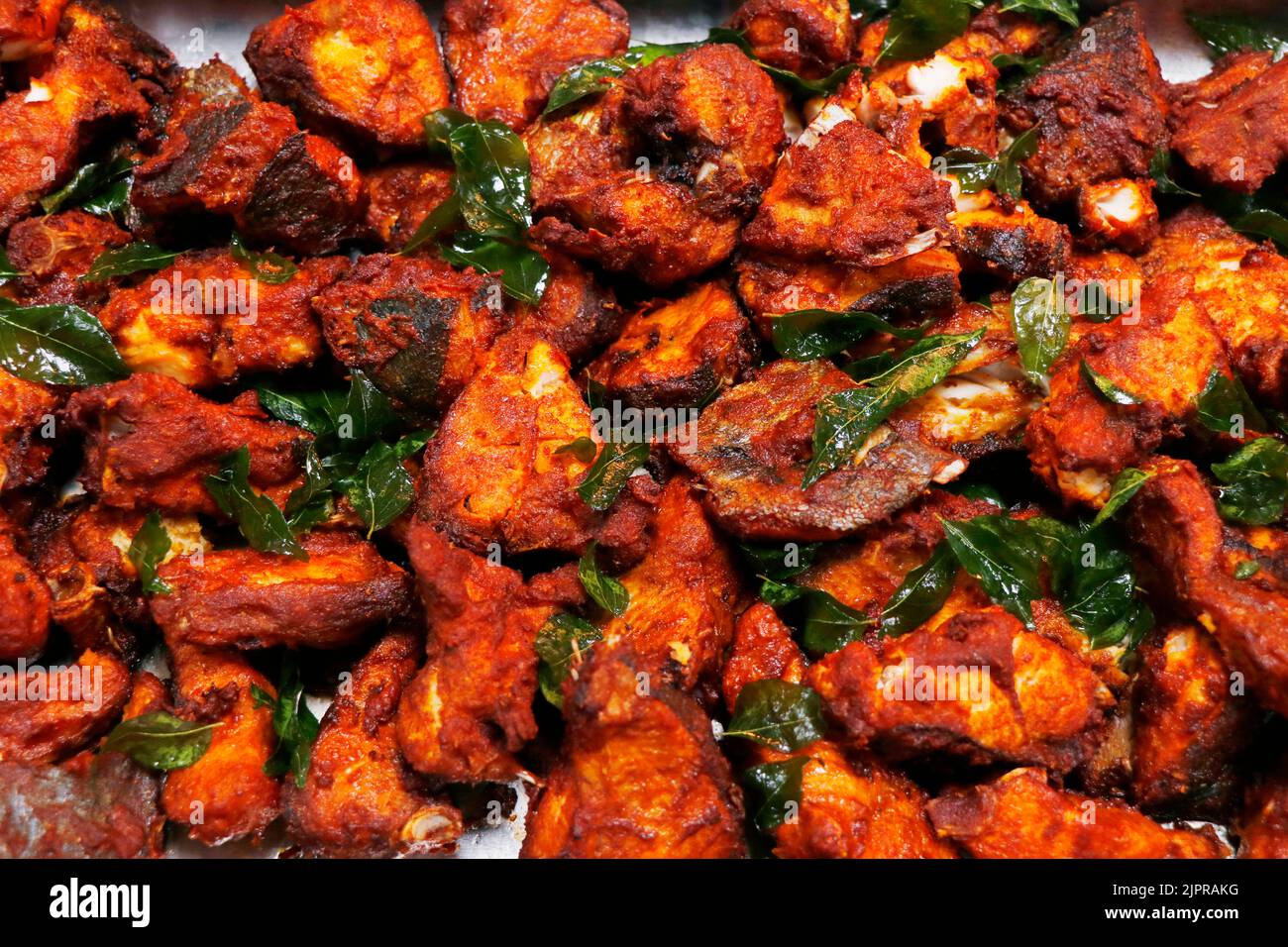 pesce fritto marinato in stile kerala in primo piano Foto Stock