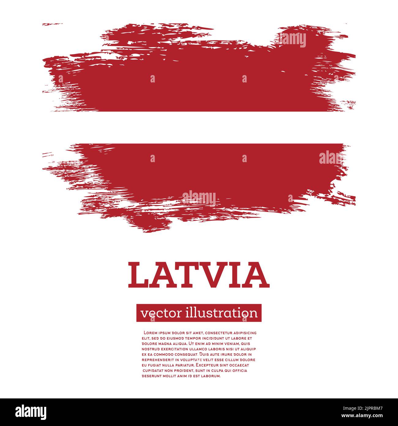 Bandiera della Lettonia con tratti a pennello. Illustrazione vettoriale. Giornata dell'indipendenza. Illustrazione Vettoriale