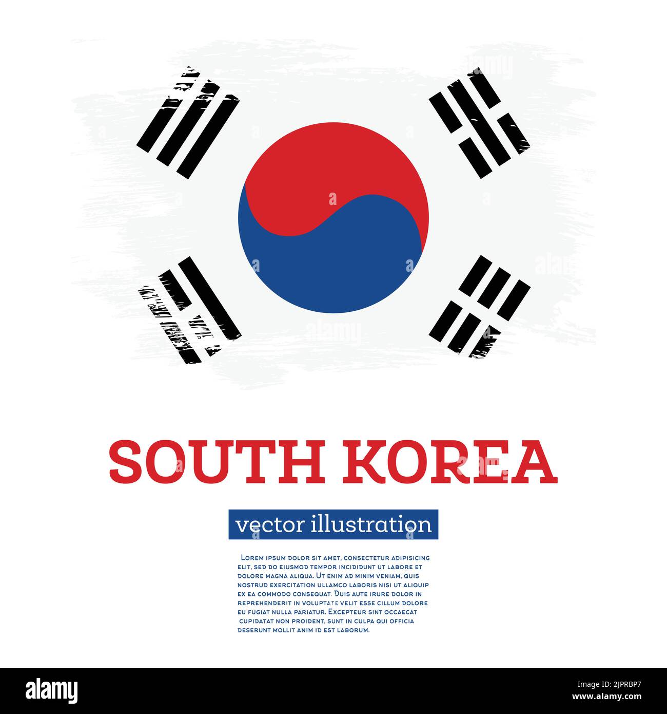 Bandiera della Corea del Sud con pennellate. Illustrazione vettoriale. Giornata dell'indipendenza. Illustrazione Vettoriale
