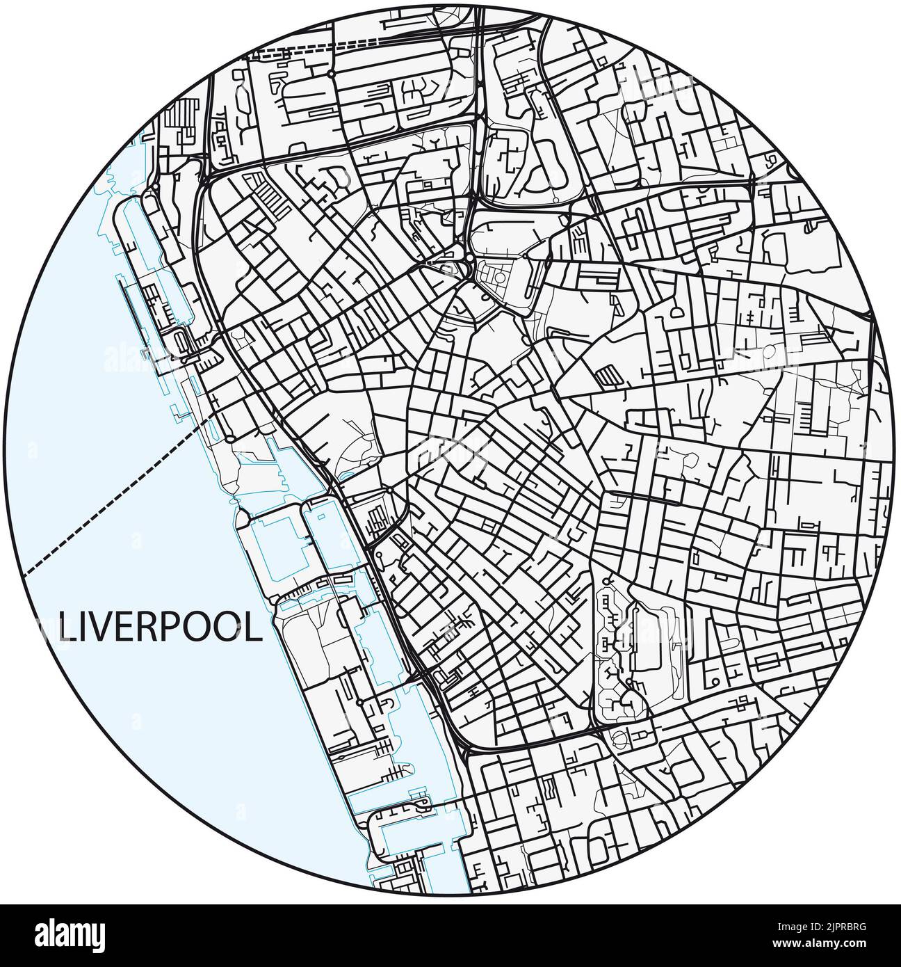 Mappa della città inglese nord-occidentale di Liverpool Foto Stock