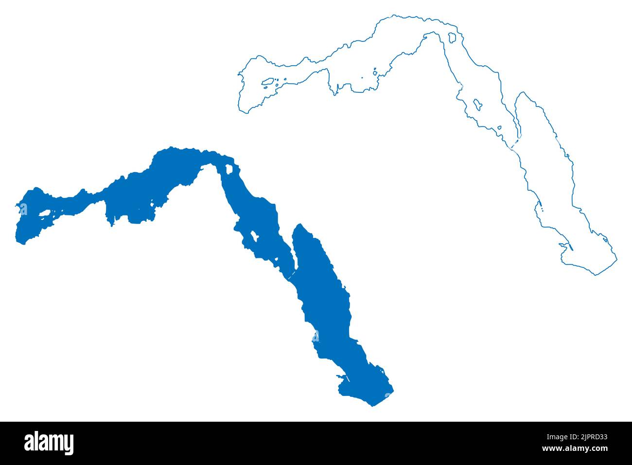 Lago Cochrane o Pueyrredon (Sud America, Repubblica argentina, Argentina, Cile, Patagonia) mappa vettore illustrazione, schizzo di scrittura Cochrane o Puey Illustrazione Vettoriale