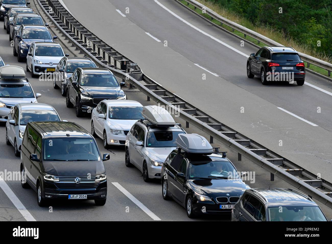 Congestione tunnel stradale del Gottardo Wassen, Svizzera Foto Stock