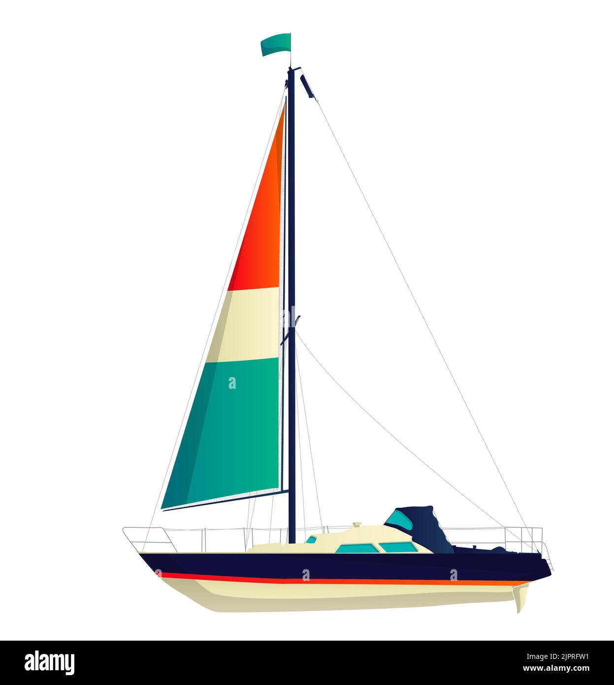Sailing yacht vettore, oggetti isolati su sfondo bianco Foto Stock