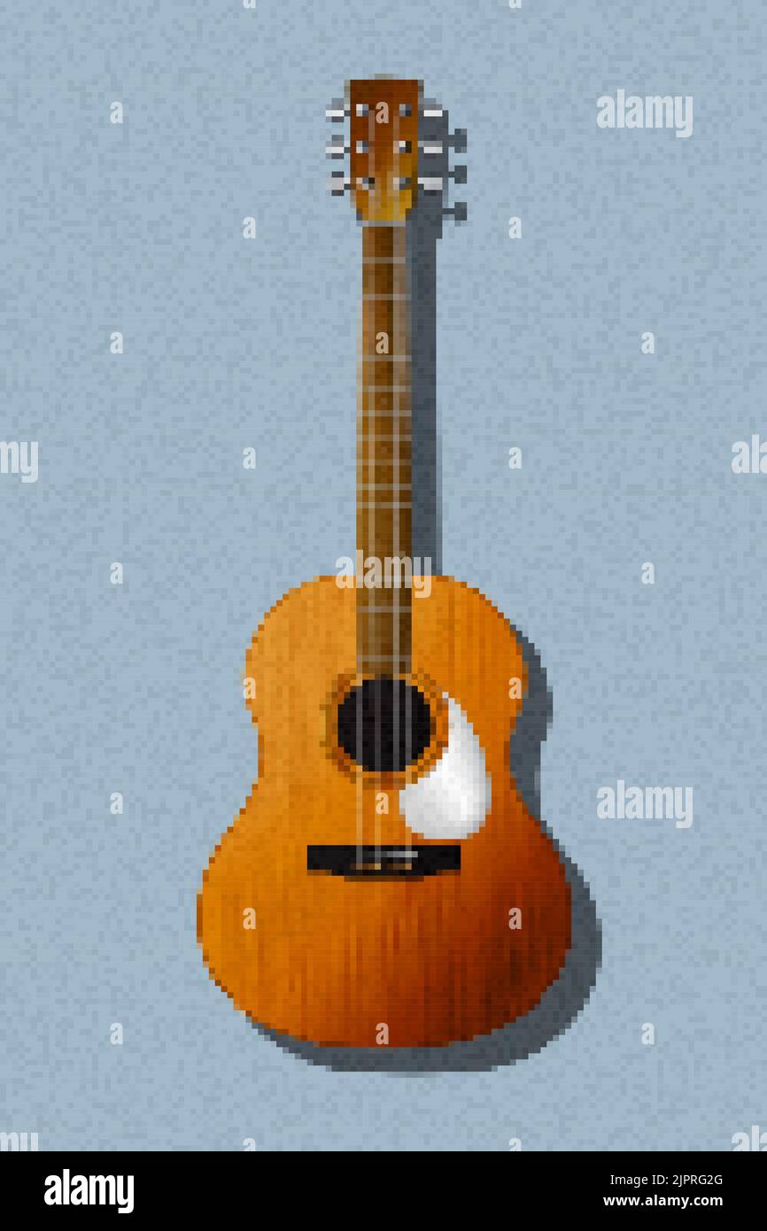 Icona vettoriale per chitarra pixel art Foto Stock