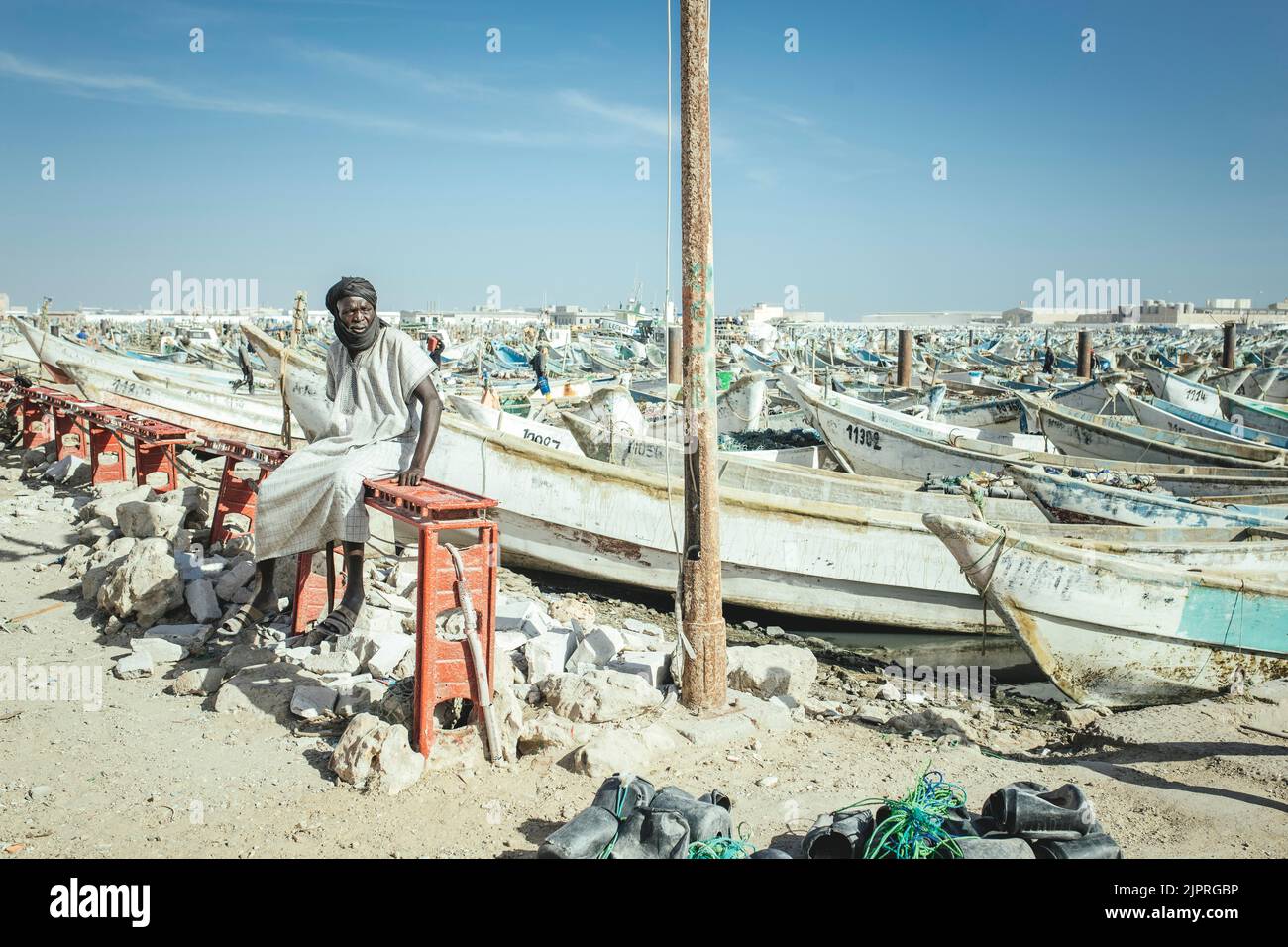 Port de Peche traditionelle, Nouadhibou, Mauritania Foto Stock